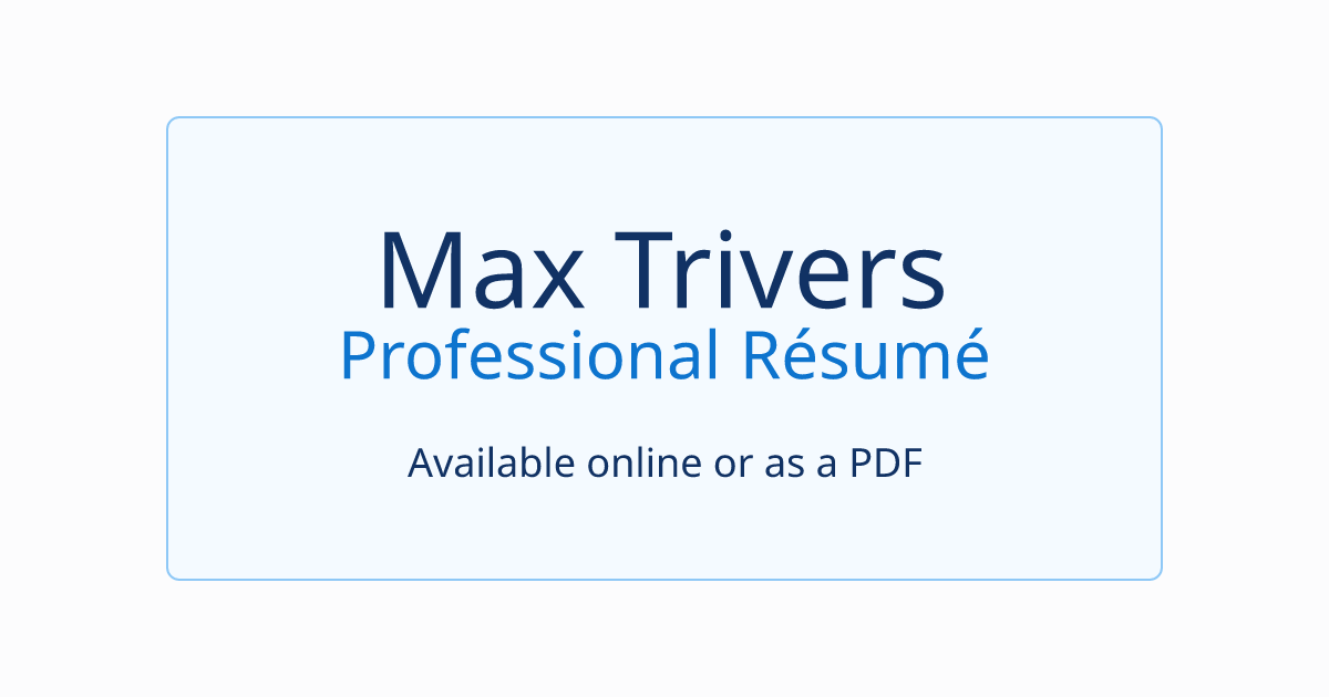 Résumé | Max Trivers